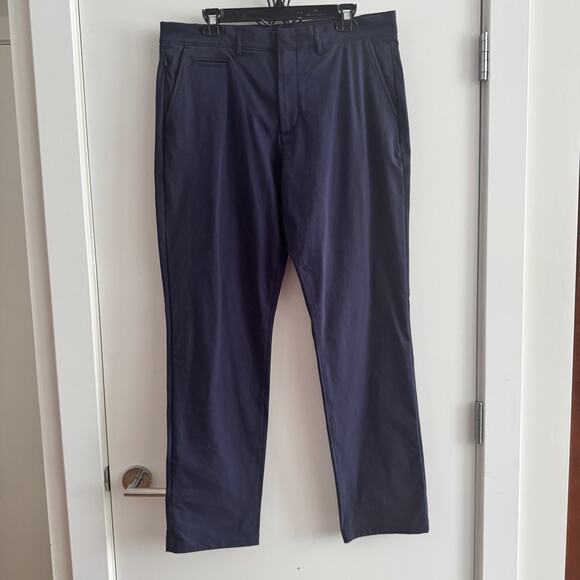 New J.Crew Tech Pant Navy Blue Button Up side Zip Straight Leg Sz 35 x 32 Men's - Picture 1 of 8